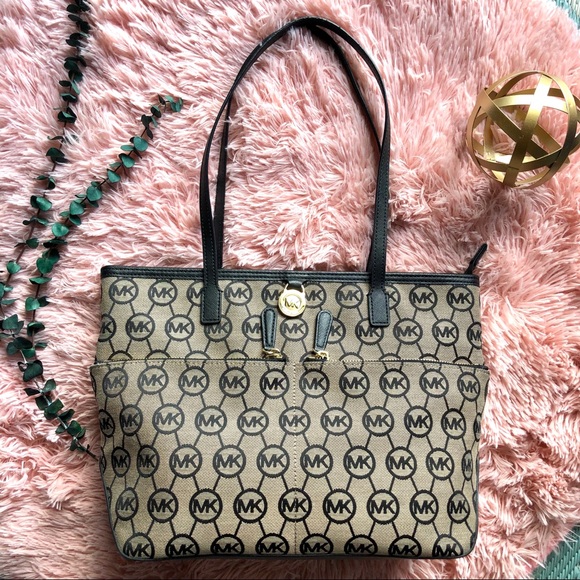 Michael Kors Black Canvas Tote Bag - Picture 1 of 8